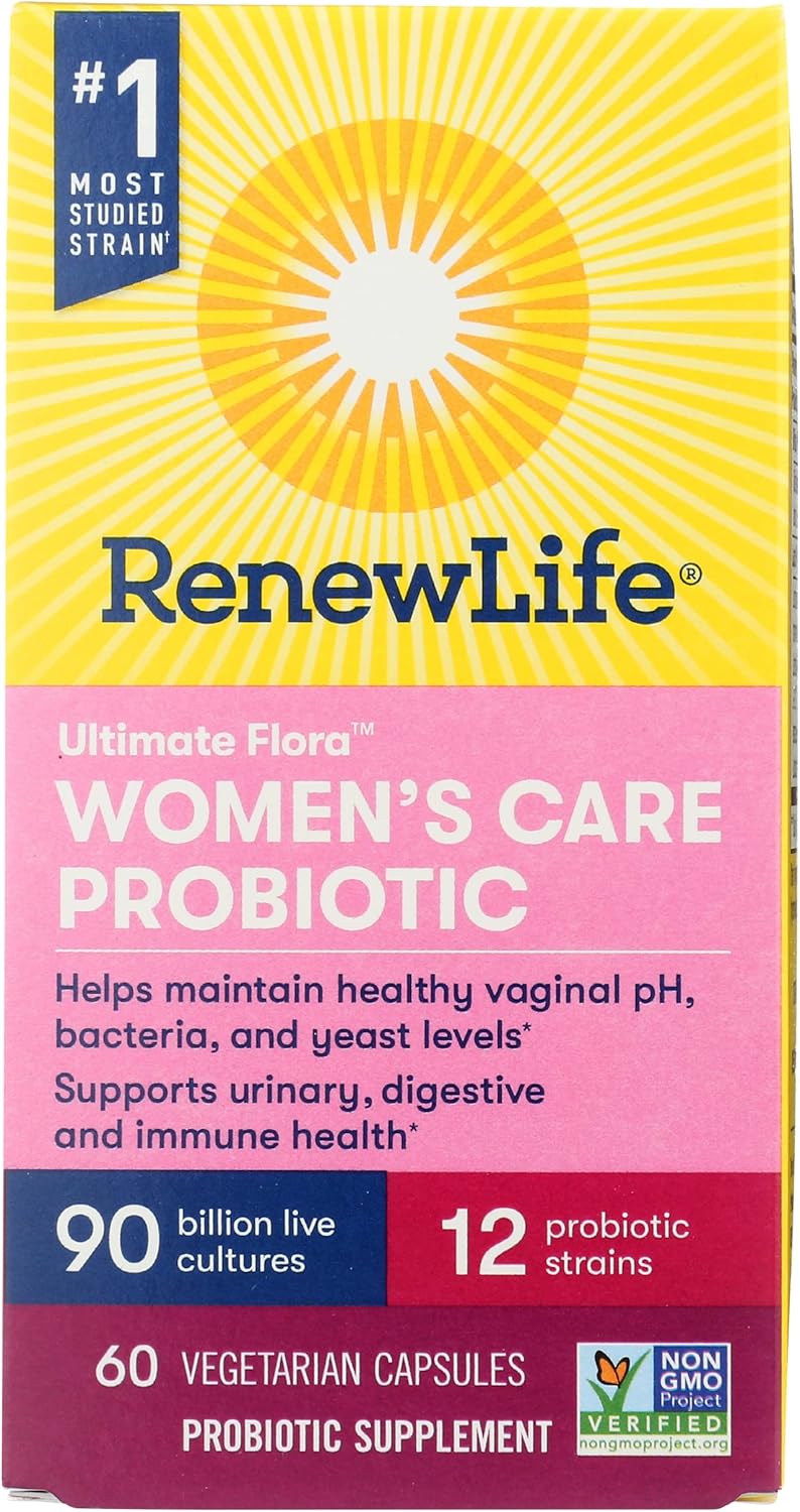 Renew Life Ultimate Flora Women's Care Probiotic Supplement, 90 Billion, Non-GMO, 60 Vegetarian Capsules