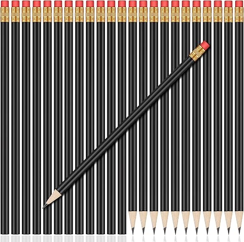 Lápices redondos HB, 24 lápices redondos de grafito, lápices de madera con borrador, lindo paquete de lápices para dibujo escolar, bocetos,