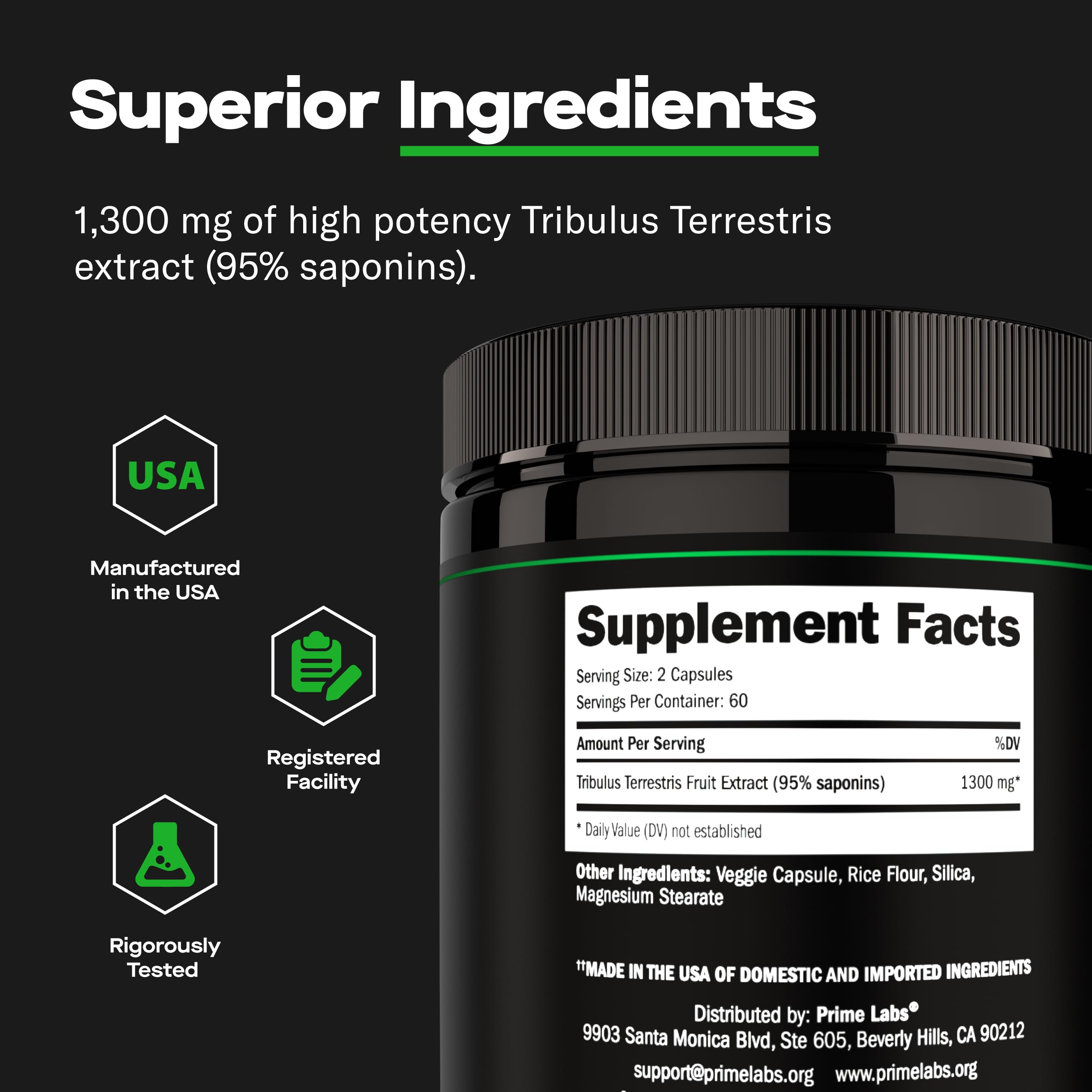Prime Labs Tribulus Terrestris for Men, 1300 Mg, 95% Saponins — Amazon image 7
