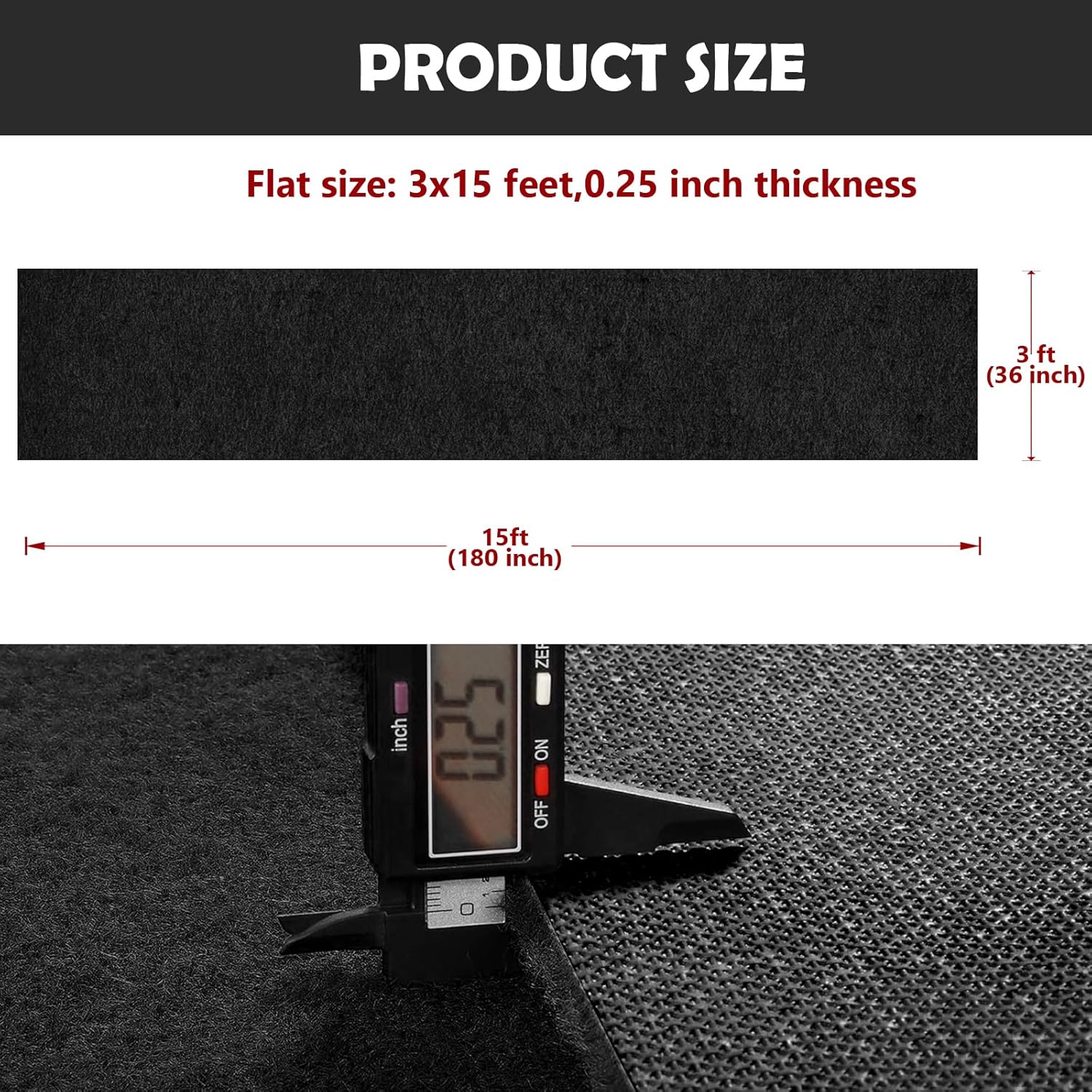 450 GSM Extra Thick Waterproof Black Carpet Runner for Events Decorations, 3X15 Ft Not Slip Red Runner Aisle Runway Rug for Wedding, Party, Banquet, Activity Entrance and Special Events Decorations