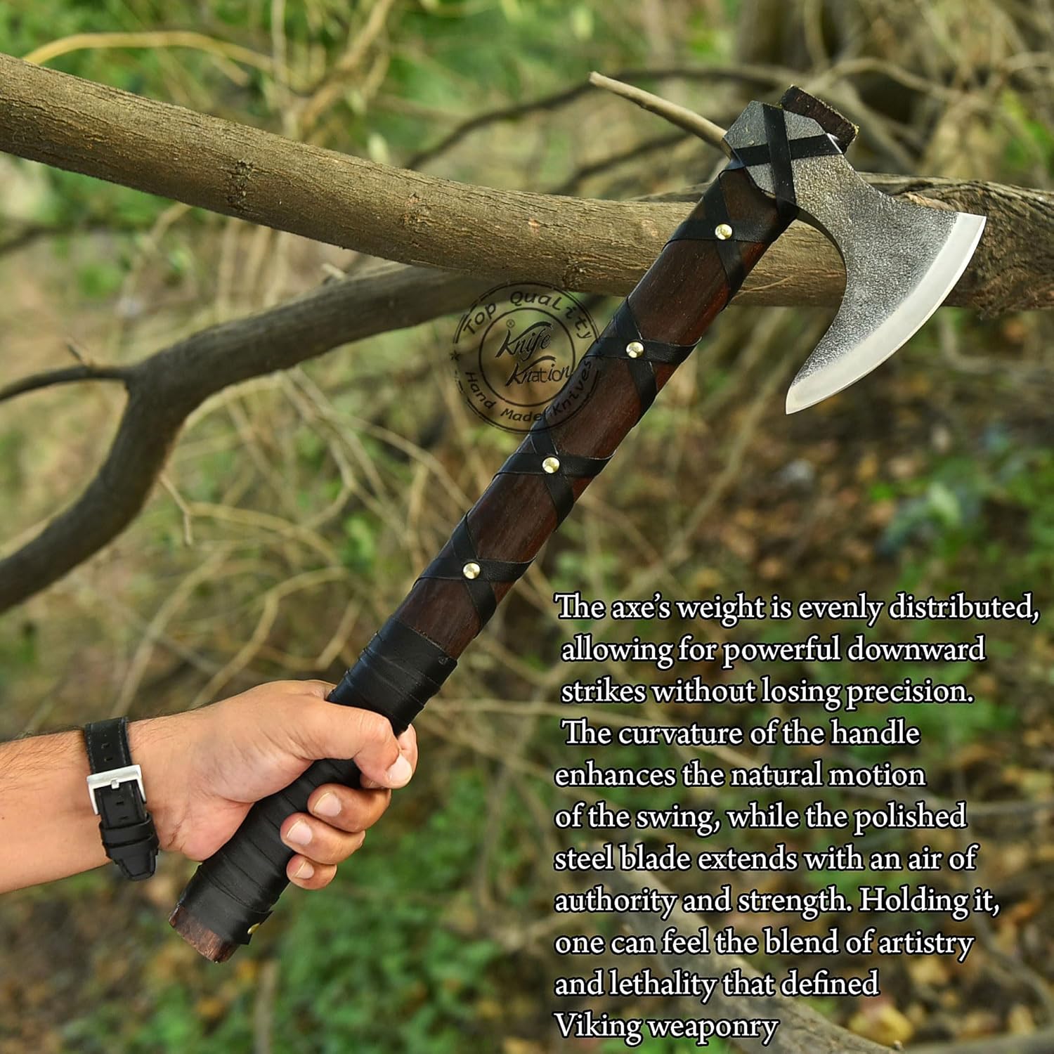 Hand-Forged Viking Axe of Ragnar Lothbrok Hunting Axe, Handmade Camping Axes, Hatchet-Norse Axe, Tomahawk Vikings Bearded Axes, Leather-Wrapped Handle & Sheath, (AXE-11)