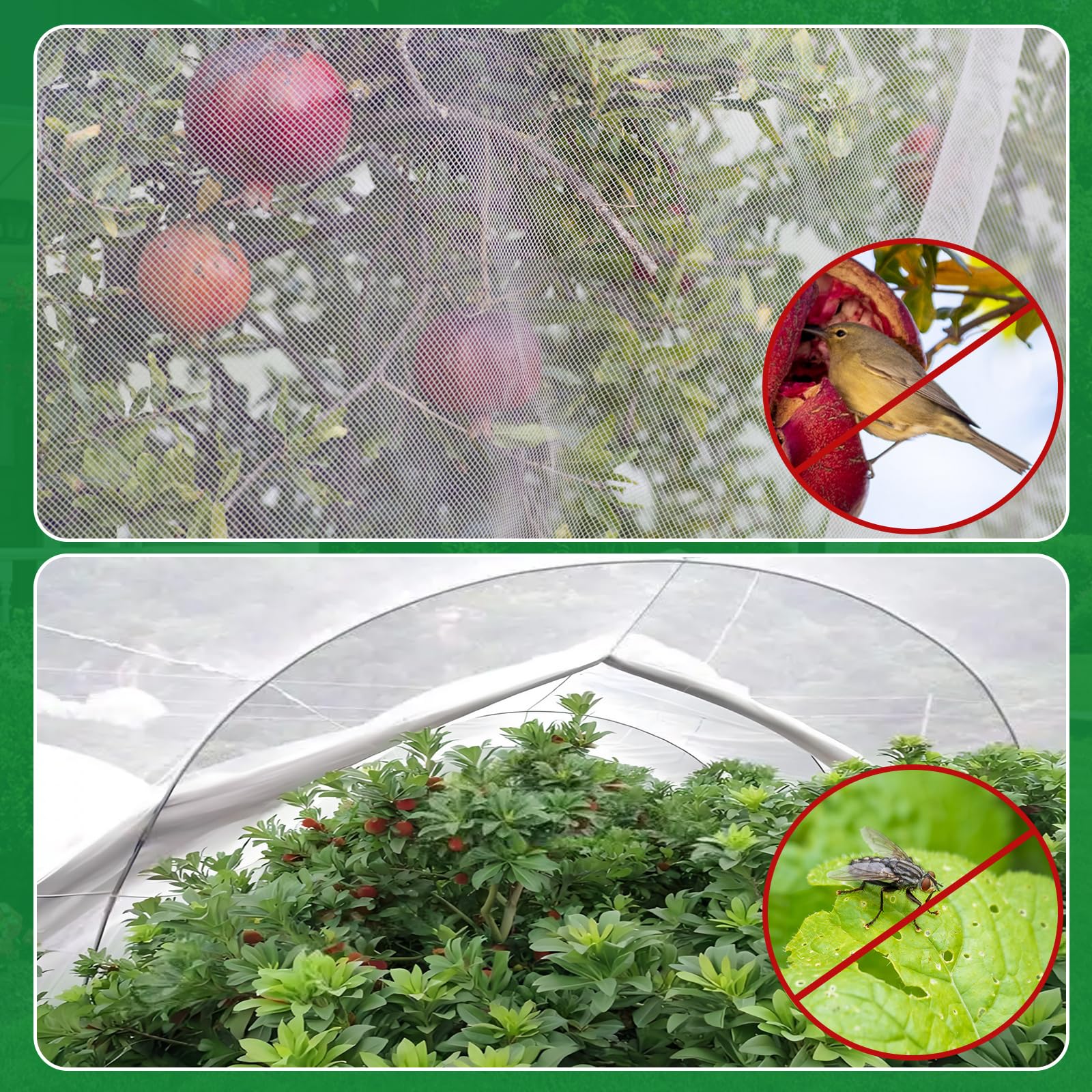 NONMON Filet de jardin en maille ultra fine de 3 x 15,2 m pour protéger le jardin, les arbres fruitiers, les légumes, les myrtilles, les plantes, les rangées de plantes
