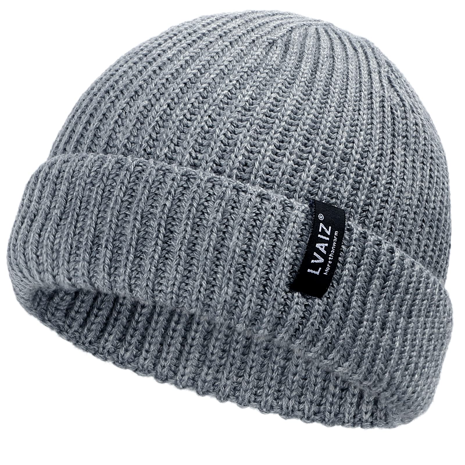 Lvaiz Winter Knitted Fishermen Beanie Hats for Men Merino Wool Short Cuffed Skull Cap Trawler Beanies Watch Hat for Women