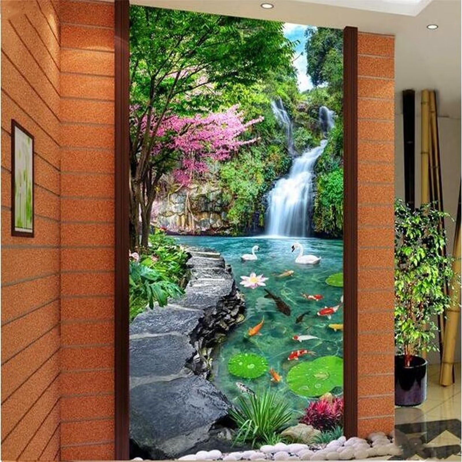 5D Diamond Painting Kit Completo Adulti,Perline Fai Da Te Set Diamond Painting Cristal Ricamo Principianti per Soggiorno Camera da Letto Decorazione Casa Stagno della cascata,90x180cm-s798