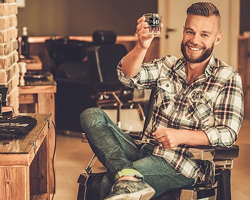 Miniatura 4 de Vaso de whisky Old No. 40 para hombres, regalos de 40 cumpleaños para él, cristal escocés único, decoraciones de cumpleaños 40 y suministros para