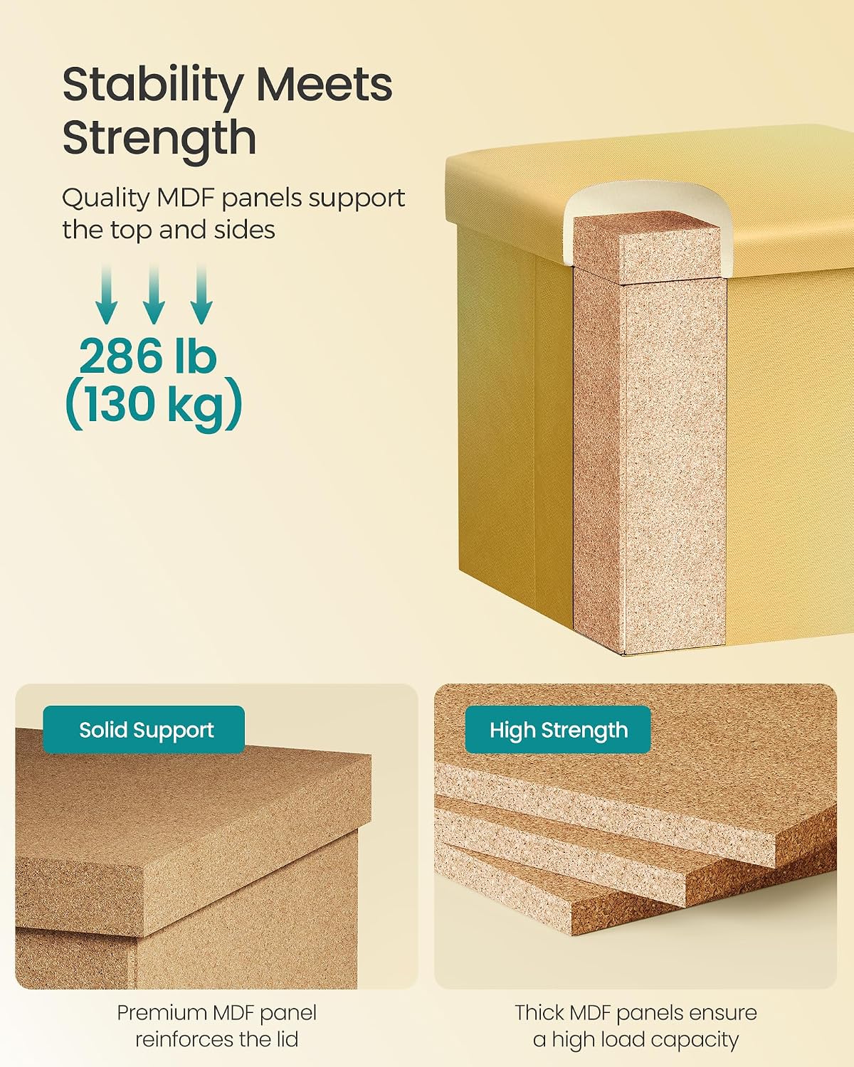 SONGMICS Folding Storage Ottoman Bench, Linen Fabric, Storage Chest, Foot Rest Stool, Holds up to 286.6 lb, 11.8 x 11.8 x 11.8 in, Bedroom Bench, Orange-Gold Ombre, Minota Collection ULSF028X301