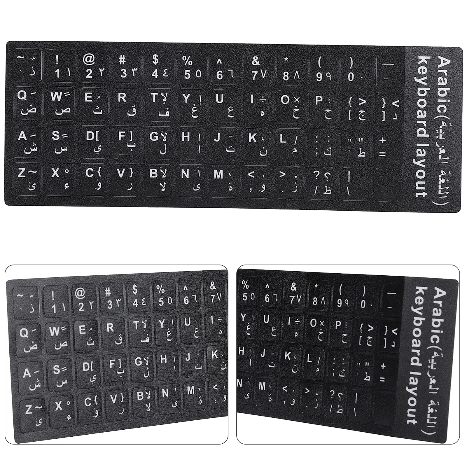 Fydun Adesivo per Tastiera Sfondo Nero Impermeabile Arabo per Notebook Desktop Pc Schede del Personale del Computer Adesivo per Tastiera Araba per Laptop