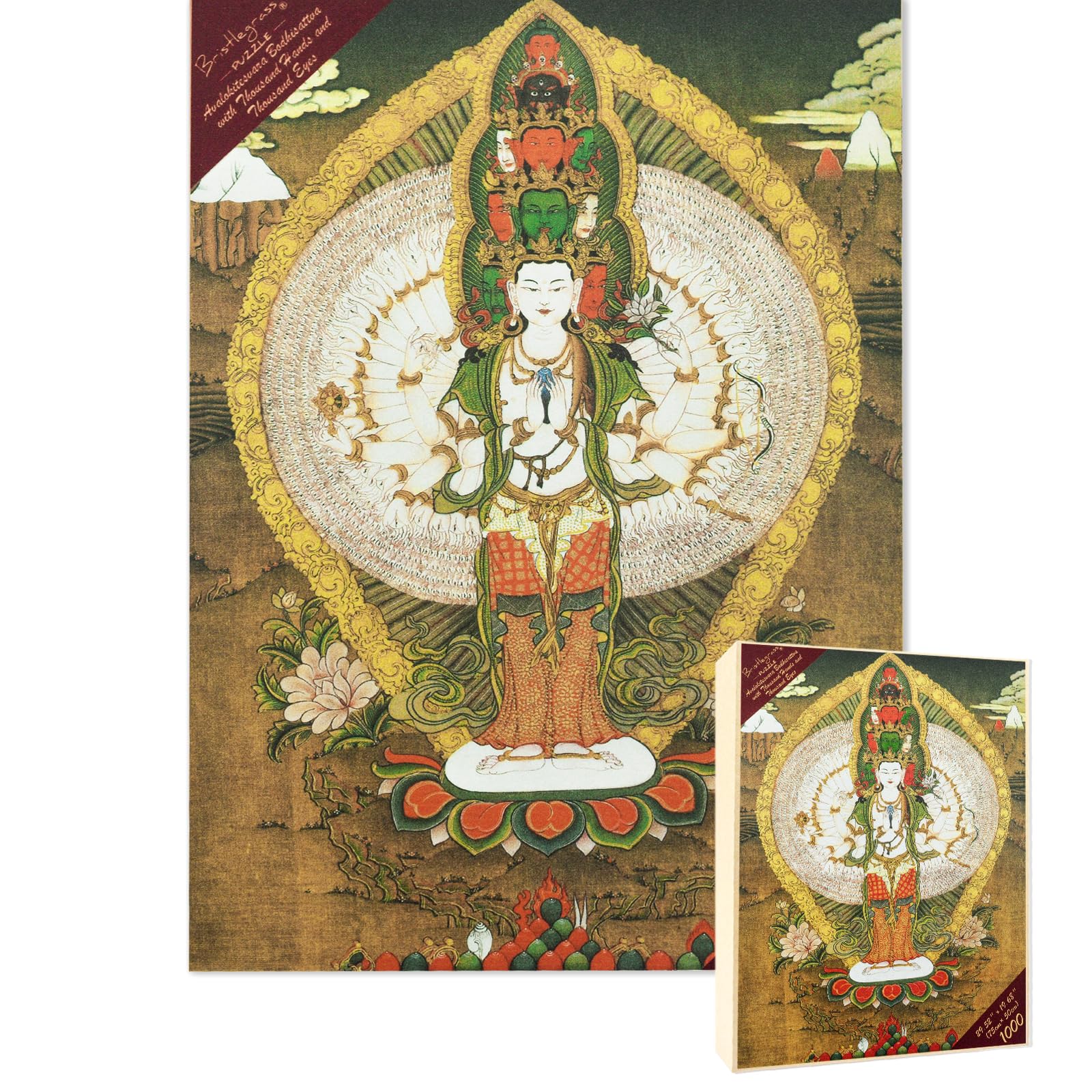 Bristlegrass Wooden Jigsaw Puzzles 1000 Pieces for Adults Avalokitesvara Bodhisattva with Thousand Hands and Thousand Eyes 1000 Piece Puzzle for Adults - Jigsaw Puzzles 1000 Pieces (1000 pcs) — image 1