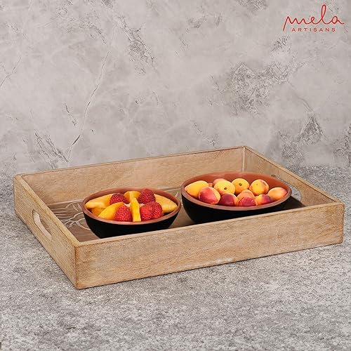 Miniatura 7 de Bandejas decorativas de madera pulida mediana con asas, bandeja de granja "Trellis para mesa auxiliar" - Bandeja de madera para servir en la cama -