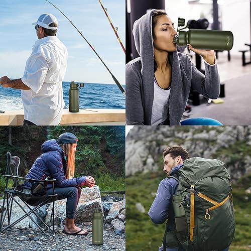 Miniatura 7 de Toofeel Botella de agua aislada de 32 onzas, frasco de vacío de acero inoxidable con tapa de PP de doble capa, botella de agua fría a prueba de