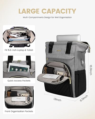 Miniatura 4 de LOVEVOOK Mochila para laptop para mujer, bolsa de trabajo para laptop, bolsa de viaje, mochila para computadora, bolsa para profesores y enfermeras