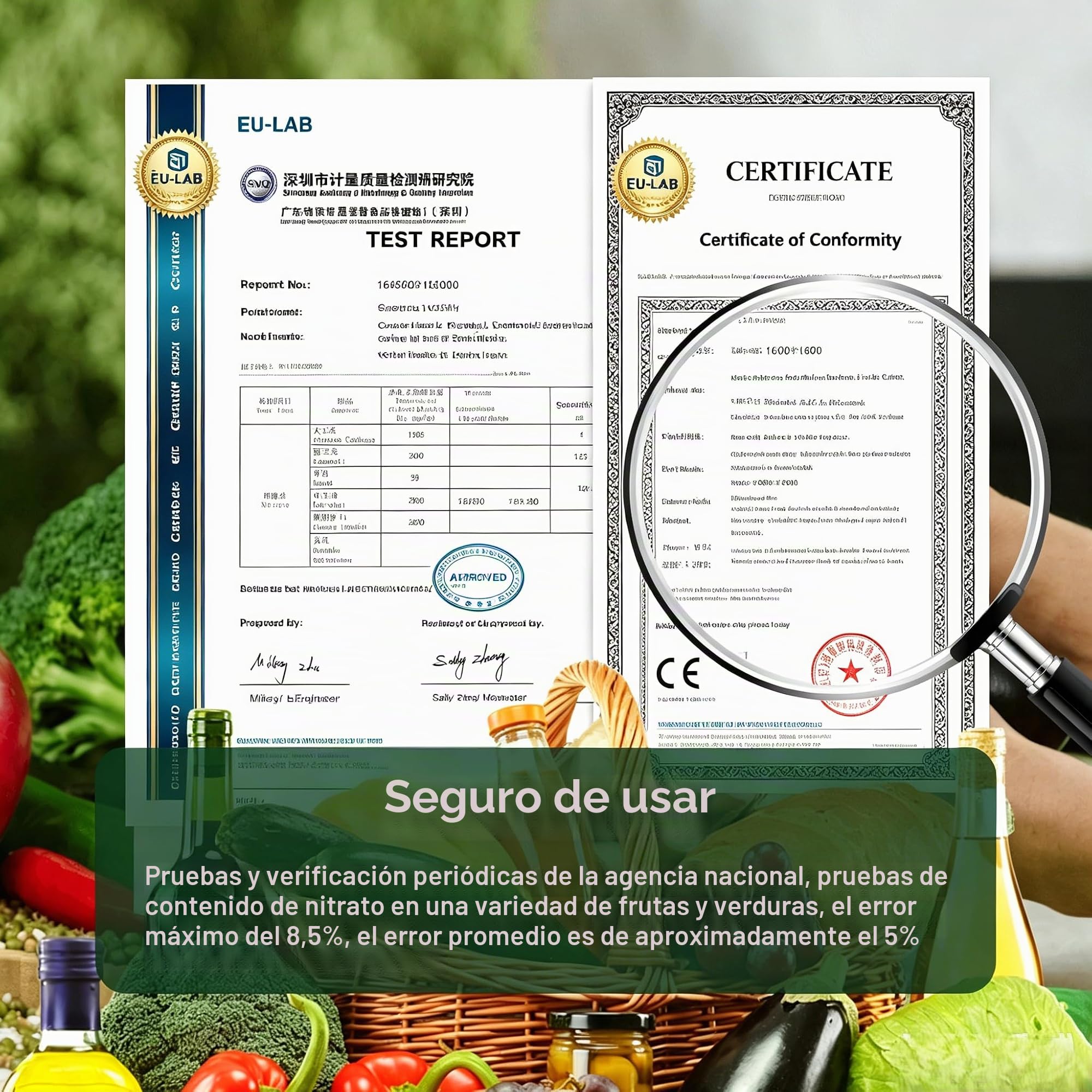 Greentest - Comprobador de nitrato de carne fresca digital de lectura instantánea, fruta, vegetal, y medidor para alimentos (blanco)