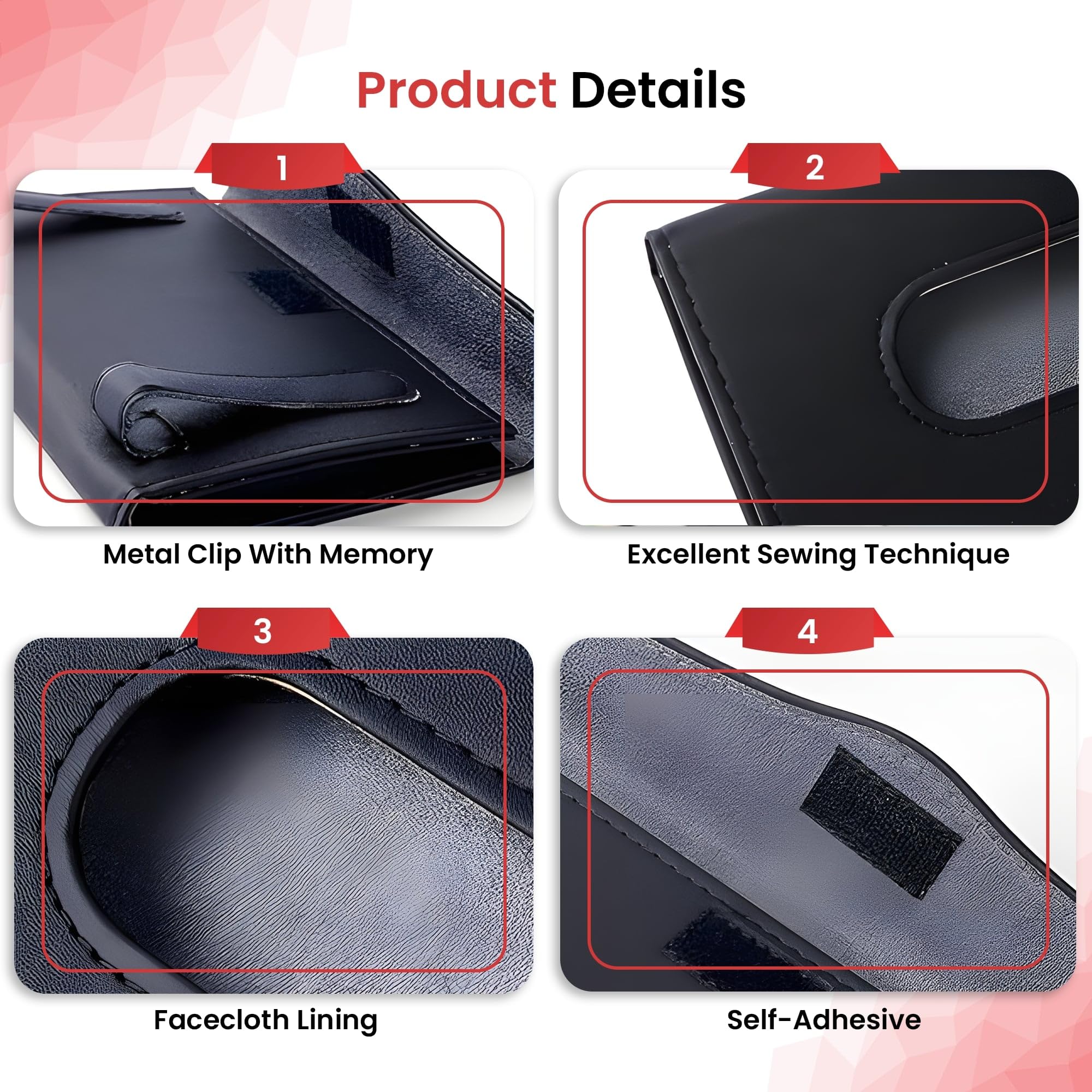 AUTOGUYS Car Tissue Holder for Visor and Dashboard - Interior Accessories, Sun Visor Tissue Holder, Stylish Car Decor (Black) - Image 4 thumbnail
