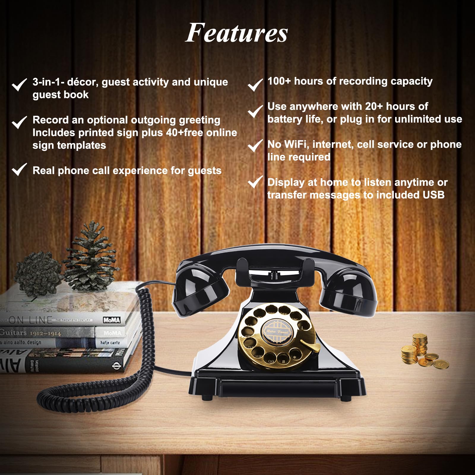 Księga gości audio, telefon ślubny, księga gości audio, księga gości telefonicznych, prezenty na wieczór panieński, księga gości w stylu vintage, nagrywanie telefoniczne dostosowana wiadomość głosowa