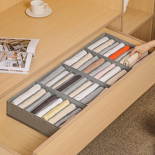 Miniatura 6 de Coorganisers Paquete de 4 organizadores de cajones de camiseta para ropa, caja de almacenamiento con compartimento de 10 rejillas, organizador de