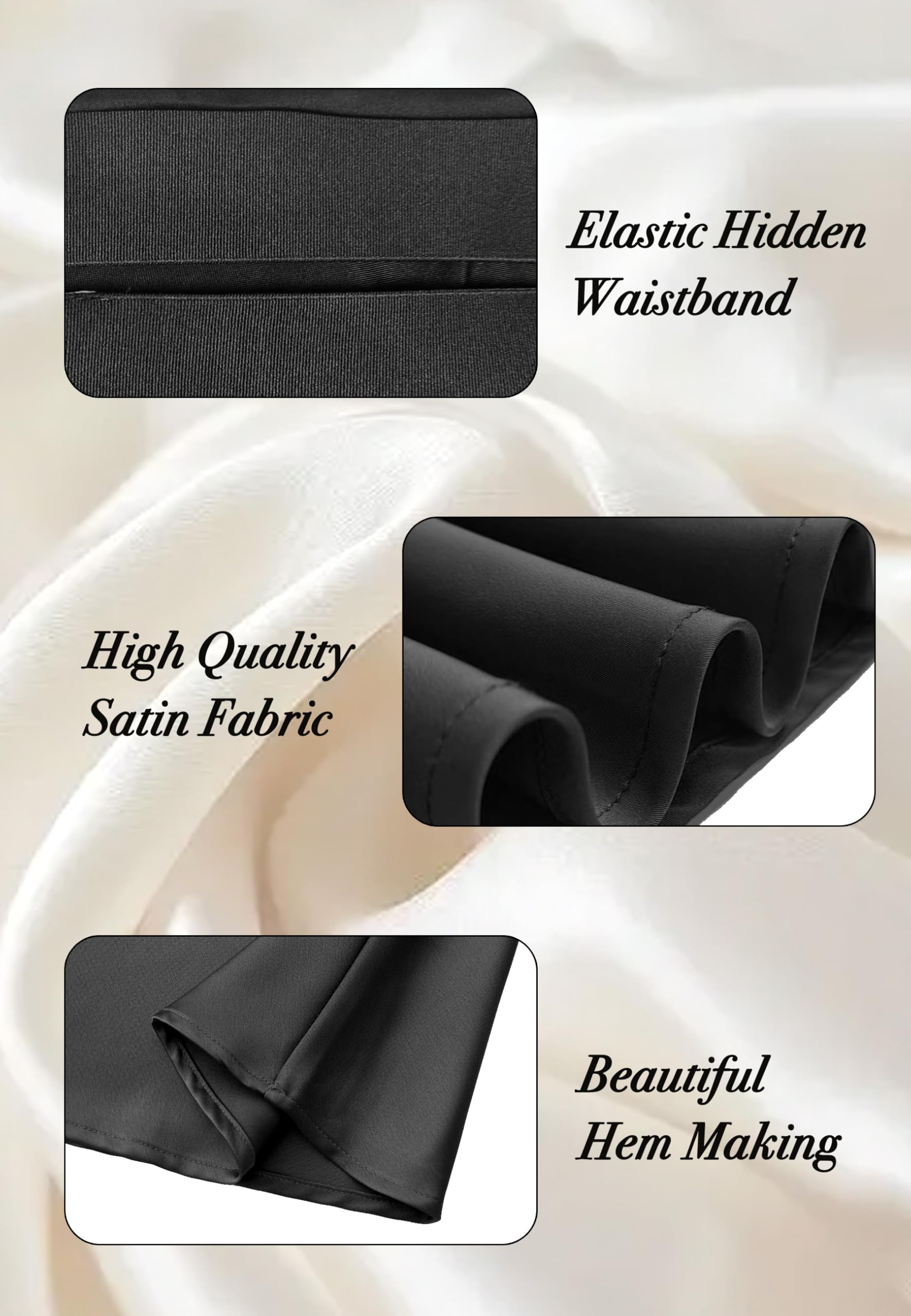 ALCEA ROSEA Jupe mi-longue en satin de soie taille haute pour femme