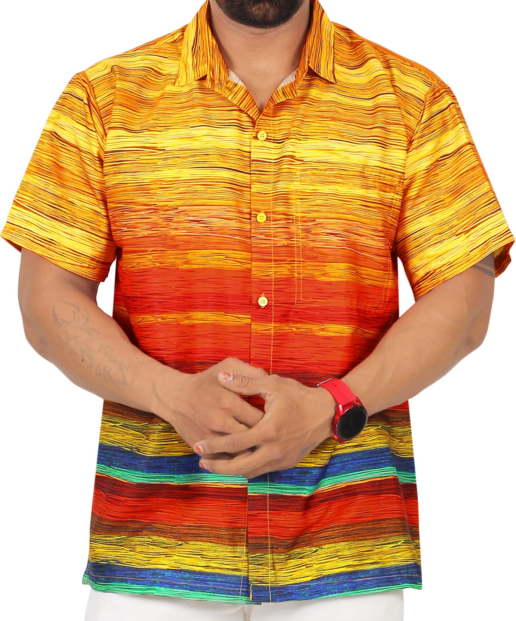 HAPPY BAY Mens Hawaiian Short Sleeve Button Down Party Shirts for Men