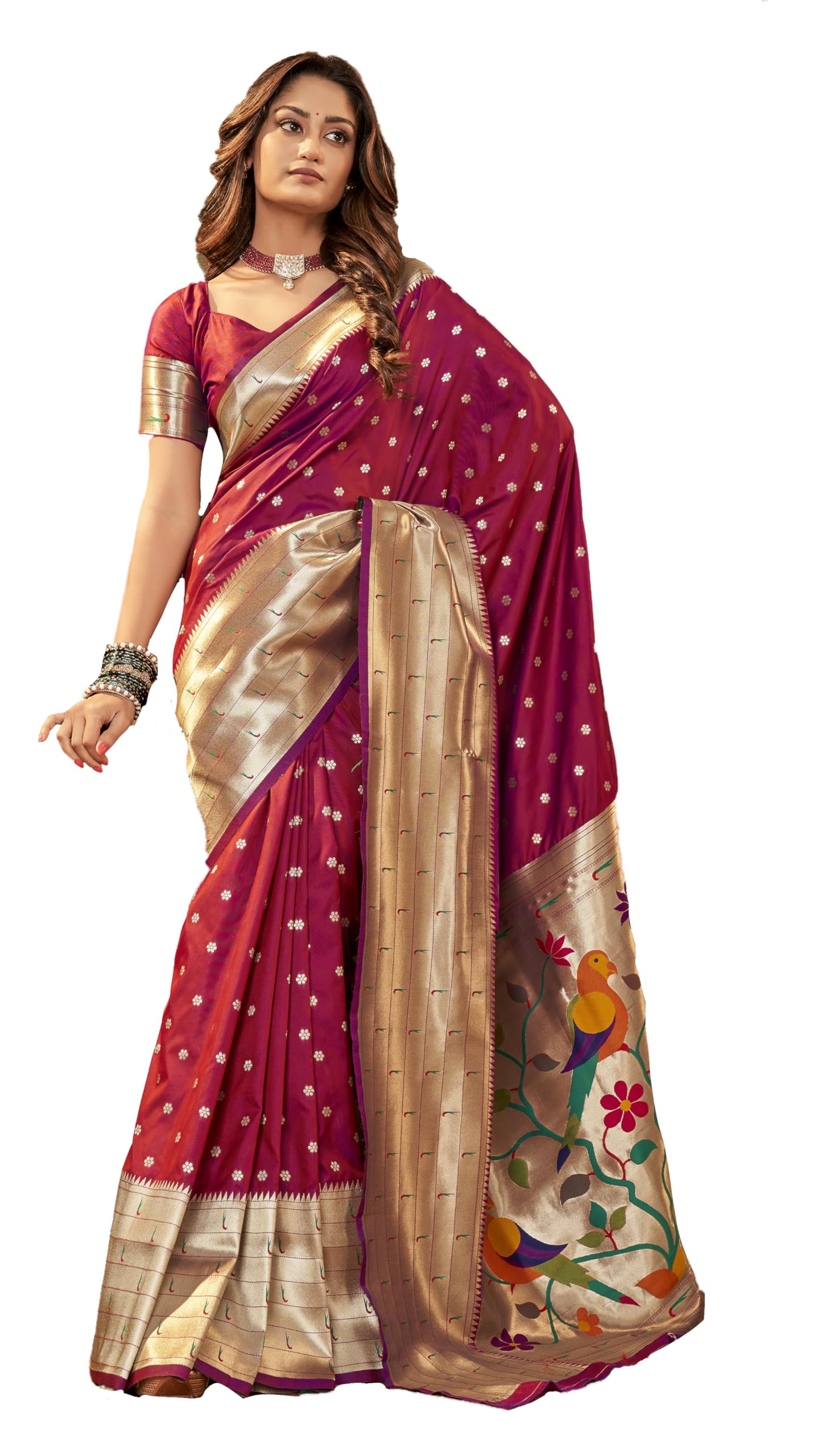 Pujia Mills Woman Pure Paithani Silk Banarasi Saree Indian Ethnic Wear Latest Kanjivaram Banarasi Saree In 2025 Woven Gold Zari Heavy Border With Rich Pallu And Butti Work Pink Saree For Woman