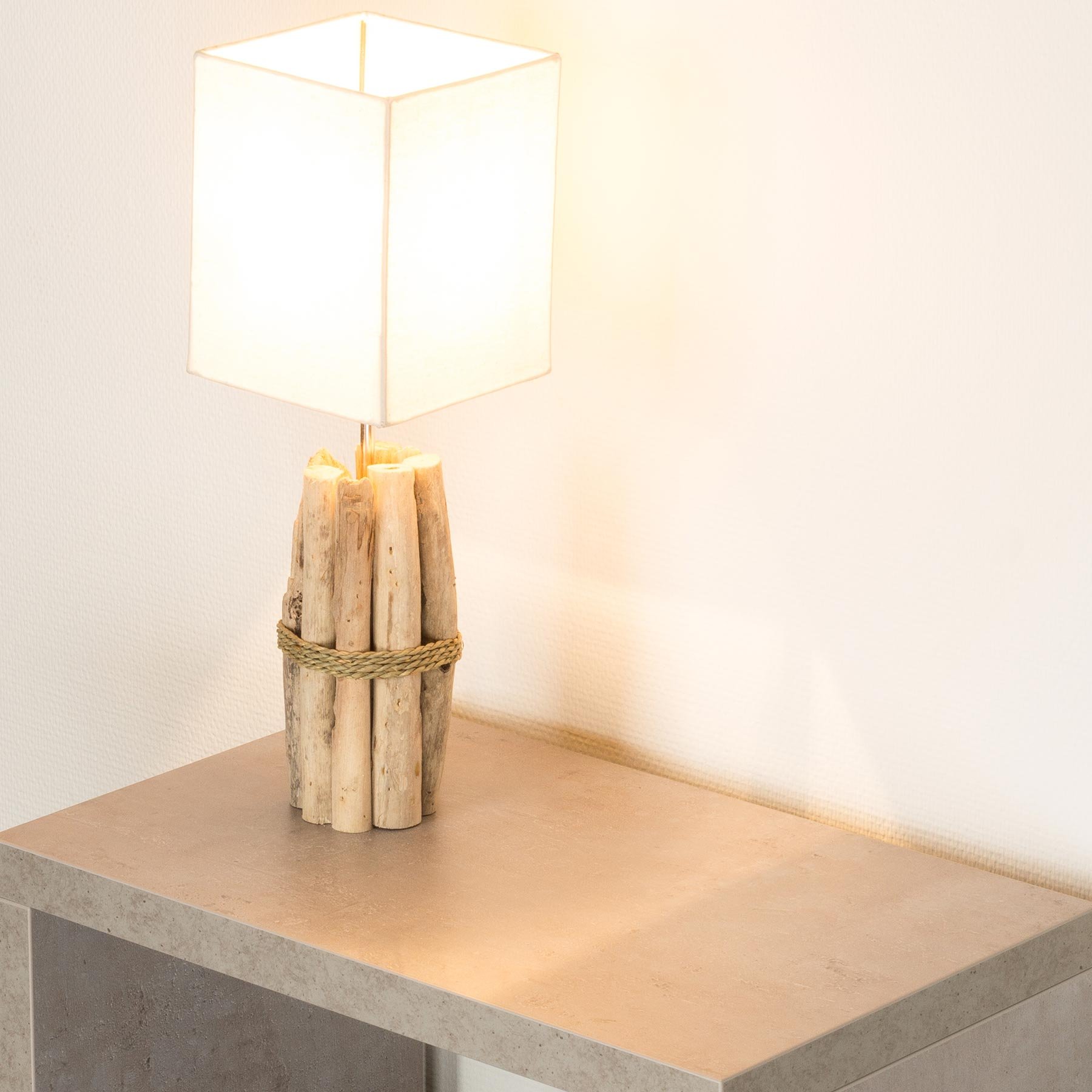 levandeo Tischlampe Treibholz B x H x T 17x50x17cm Holz Braun Beige Unikat Tischleuchte Design