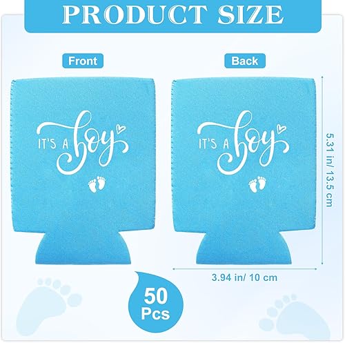 Miniatura 2 de Mifoci 50 piezas de decoración de baby shower, mangas de cerveza para revelación de género, fundas de cerveza para revelación de género, fundas para