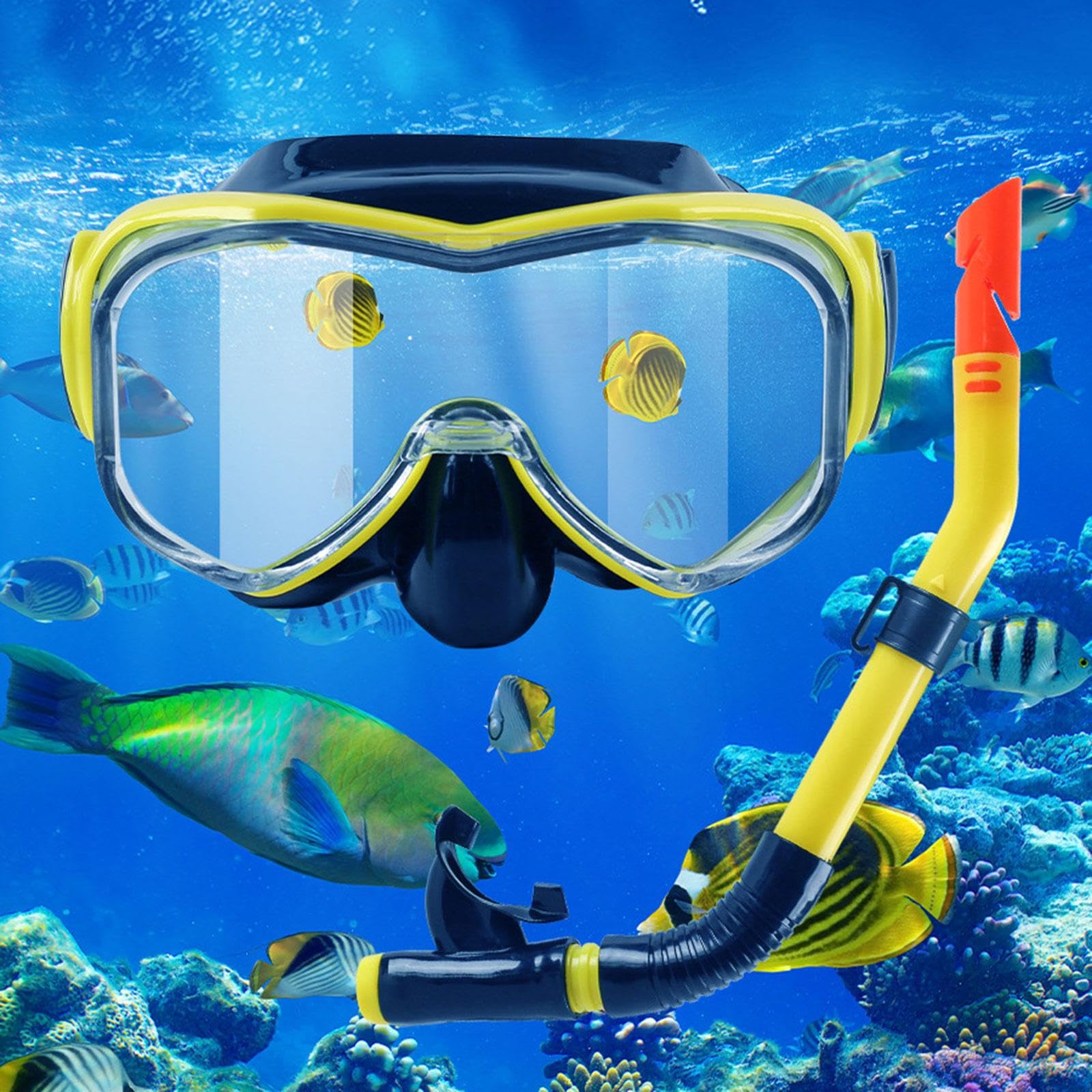 Juego de esnórquel de visión amplia, máscara de buceo, gafas de natación, gafas de buceo para bajo el agua, rojo transparente, 18,5 x 20,5 x 7 cm
