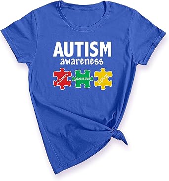 Autism Awareness Month Womens T-Shirt | in April Wear Blue Be Kind Love Support Accept School Event