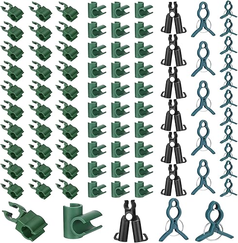 Lasnten 120 piezas de clips de plástico ajustables para plantas de jardín, 5 estilos, clips de plástico ajustables para plantas, clips de soporte