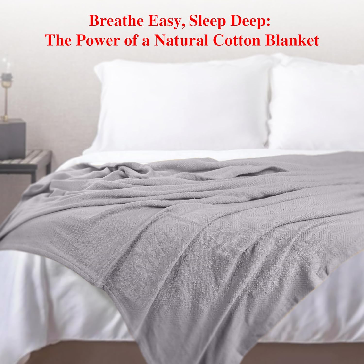 Flint Grey Twin Cotton Diamond Weave Throw Blanket