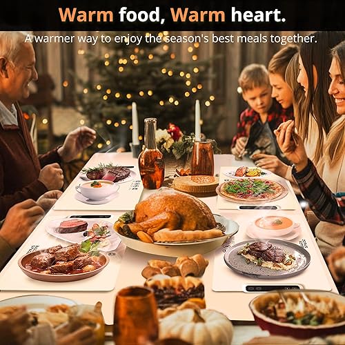 Miniatura 6 de Bandeja de calentamiento eléctrica alfombrilla térmica de silicona portátil para alimentos, calefacción de superficie completa con 5 ajustes de
