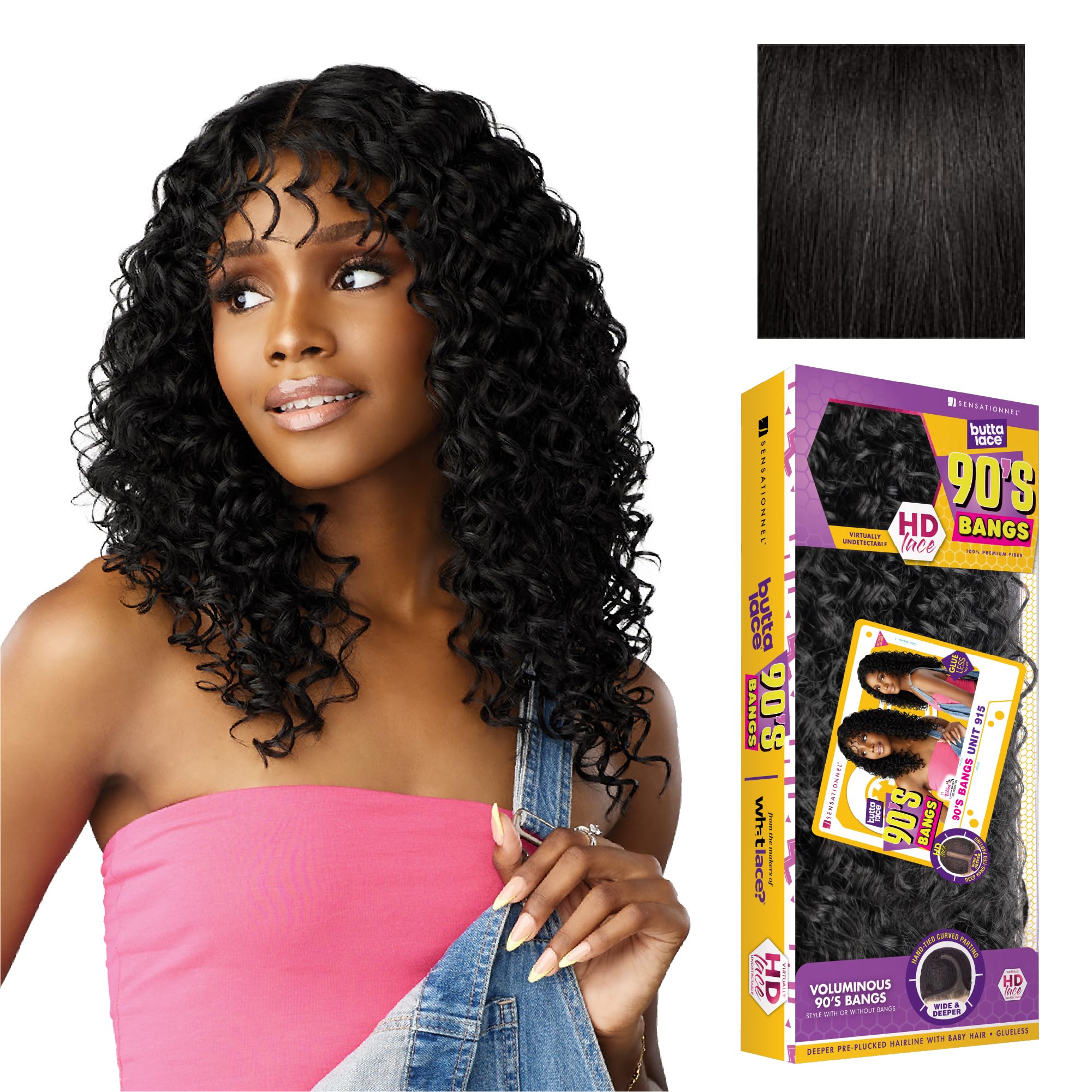 Amazon.com : Sensationnel Butta Lace 90Sbangs Wigs - Unit 915