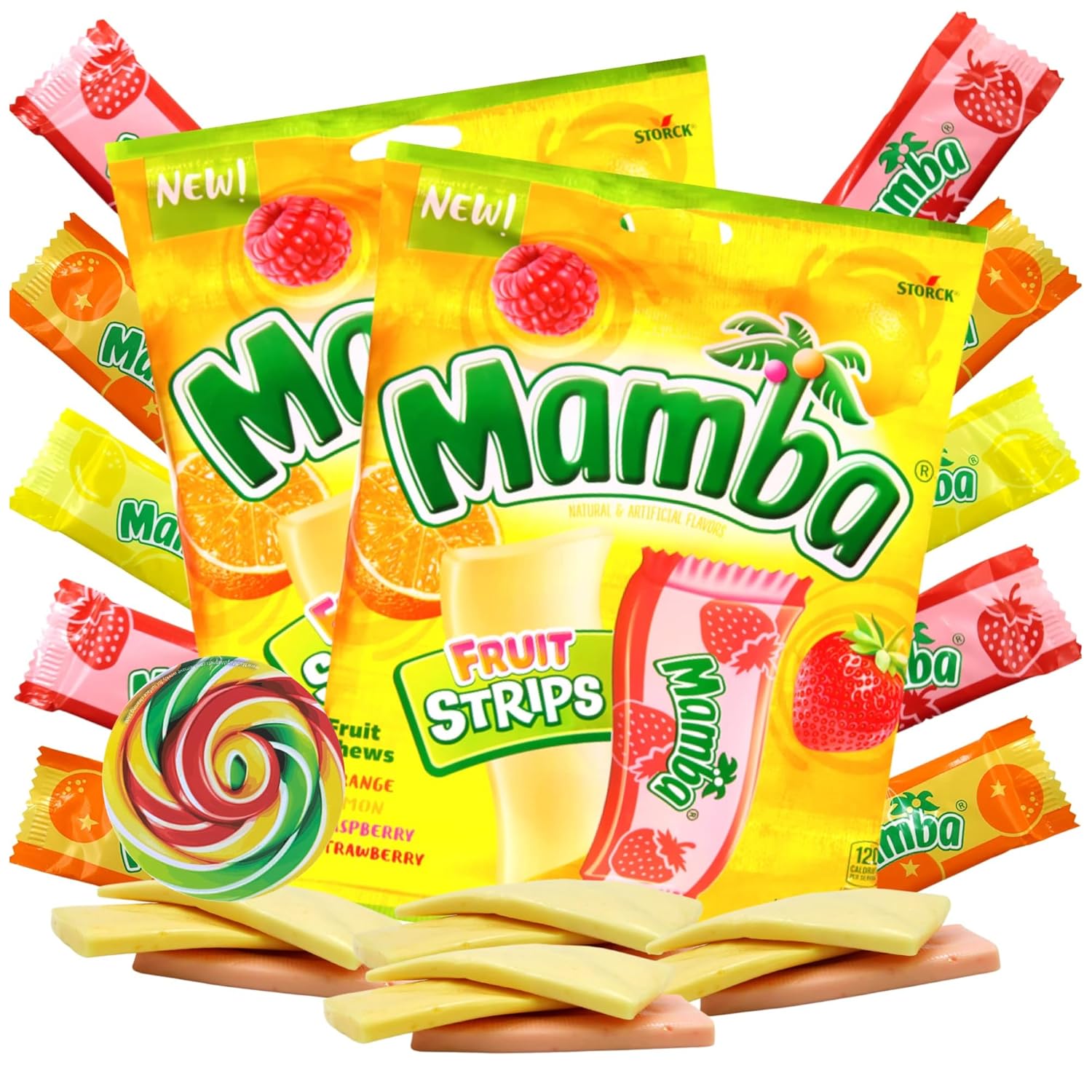 Mamba Candy Strips, Individually Wrapped Fruit Flavored