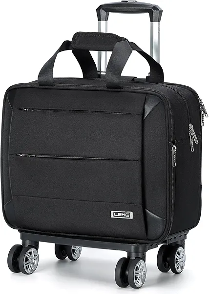 Lekebobor Rolling Laptop Bag - Laptop Briefcase on Wheels for Women/Men Fits Up to 15.6Inch Rolling computer Bags Water Resistant for Travel Work and Business (Black)