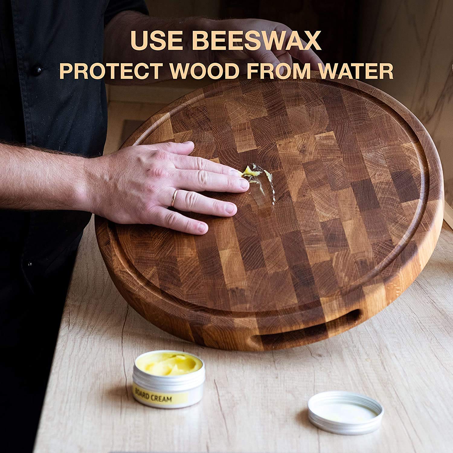 Amazon | Daddy Chef 丸形木目木製カッティングボード 20 x 2インチ