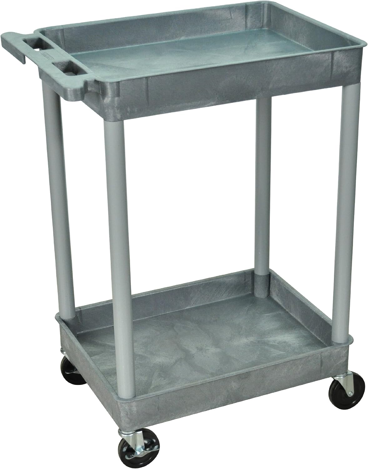 Luxor Tub Shelf Utility Cart with Two 2-3/4" Tub Shelves, Gray