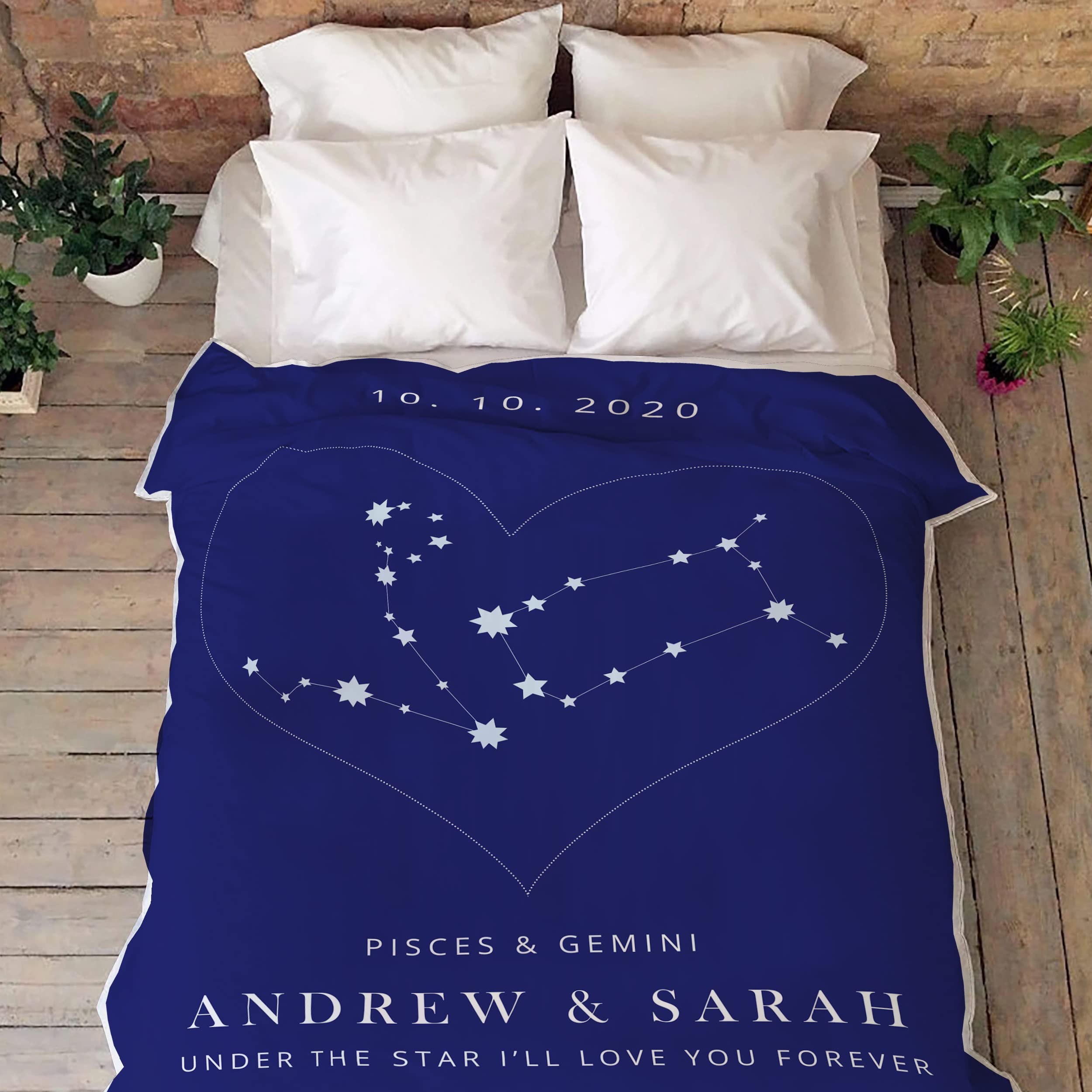 Manta personalizada con nombre del signo del zodiaco, manta personalizada con nombre, fecha, manta para parejas, regalo romántico de San Valentín, manta de forro polar suave personalizada, regalo