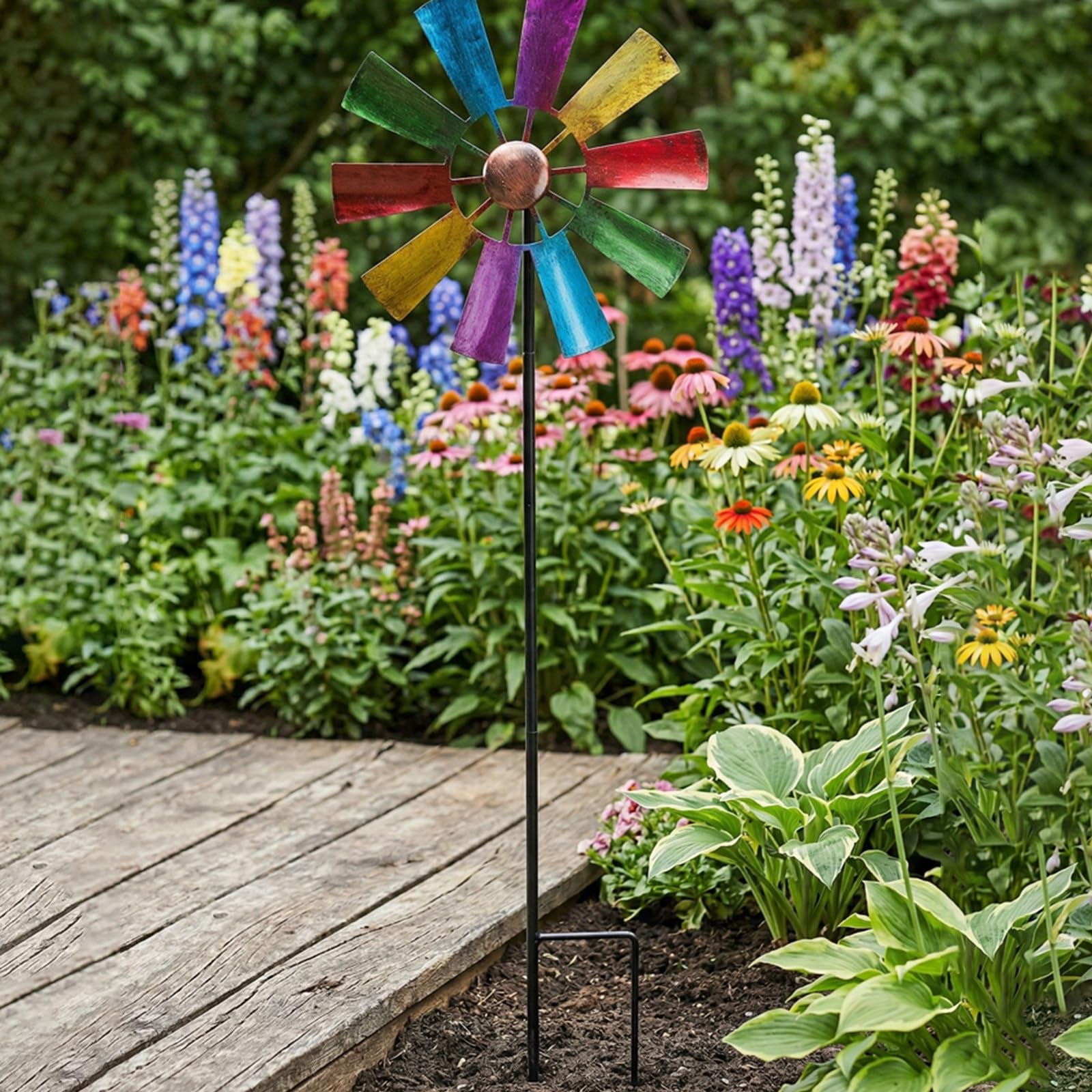 Moulin à Vent en Fer Résistant aux Intempéries, Installation Facile, Lot de 2 pour Décoration Extérieure et Jardin Style Art en Fer