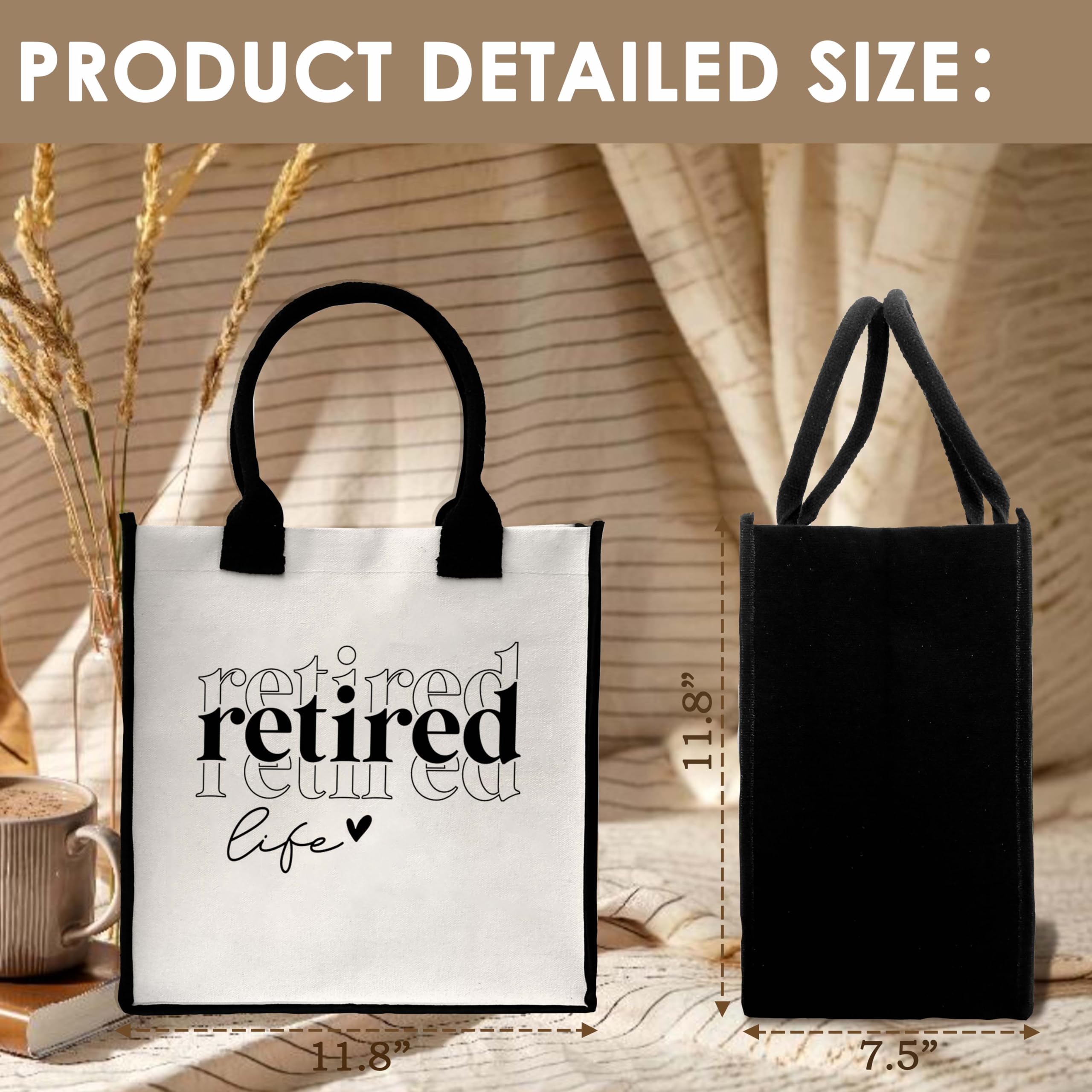 ONDTOM Retirement Gifts for Women 2024, Canvas Beach Bags for Women, Aesthetic Tote Bag, Reusable Grocery Shopping Bags, Birthday Gifts for Coworker Friends-A19