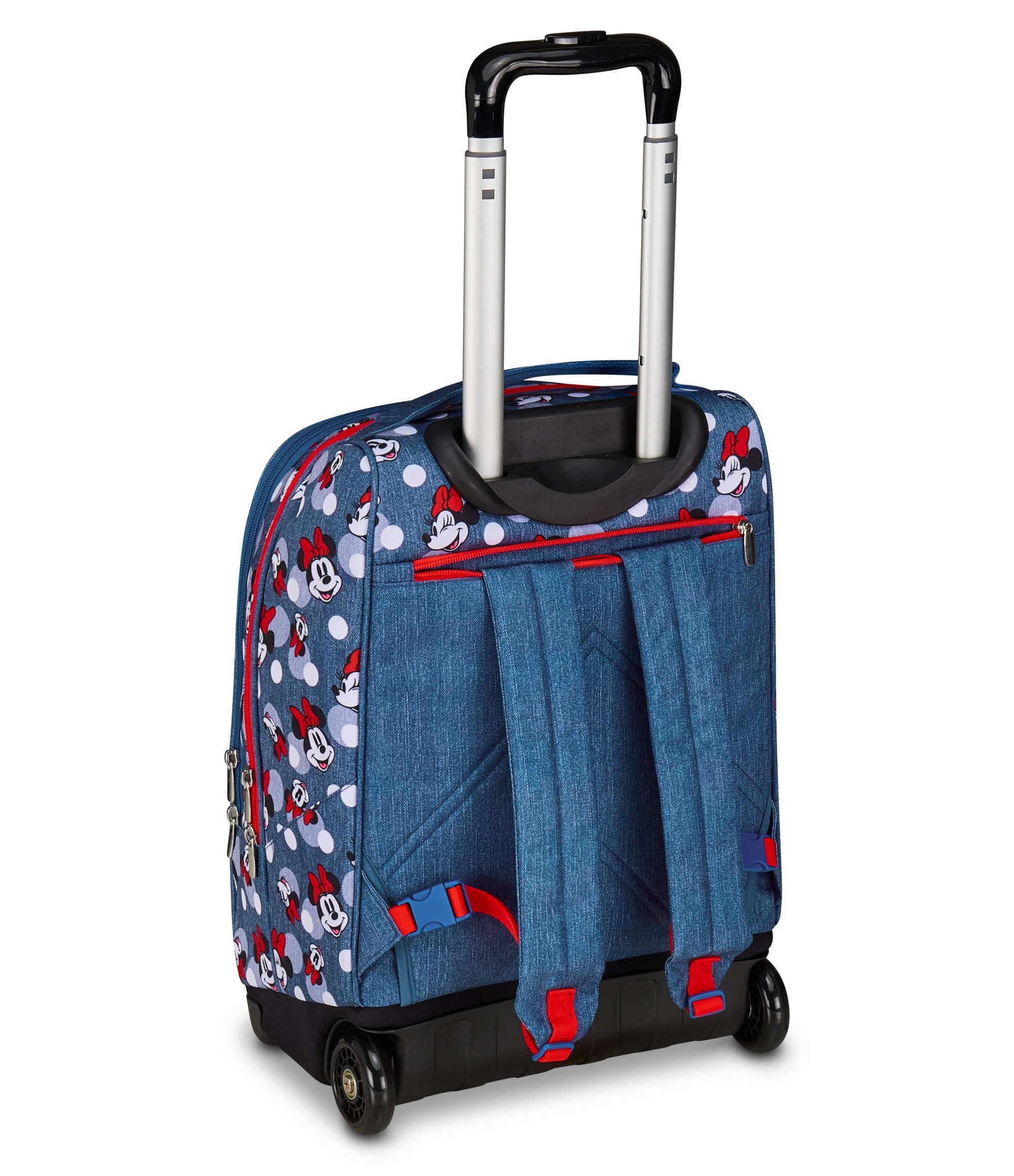 Seven Minnie Big Trolley Scuola Fisso, Blu Denim, 2 in 1, Doppio Uso, Trolley e Zaino, Scuola Elementare, Bambina