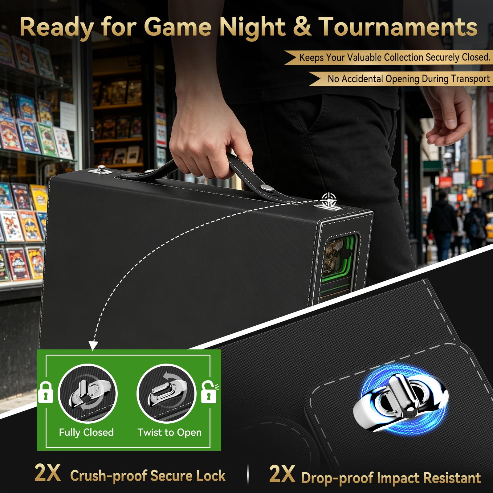 9in1 MTG Deckbox 6 Deck mit Tragbarem Griff,Commander Deck Box mit Display&WüRfelablage 2400+ Karten,Sammelkarten Aufbewahrungsbox mit35pt Magnetischen Kartenhaltern füR Top Loader Tcg Ptcg Sportkarte