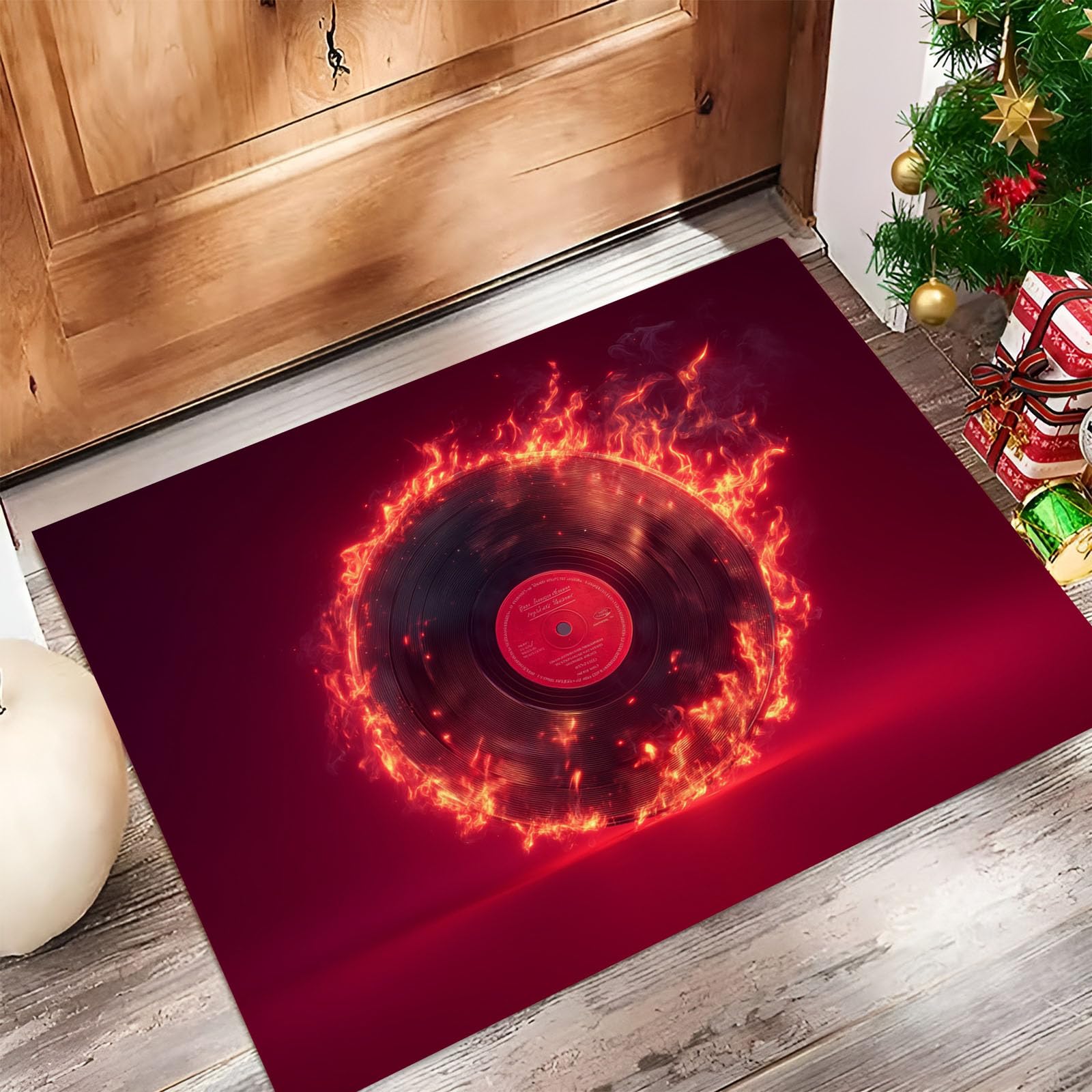 Tapis d'entrée d'intérieur rouge lavable paillasson fin 80x120cm