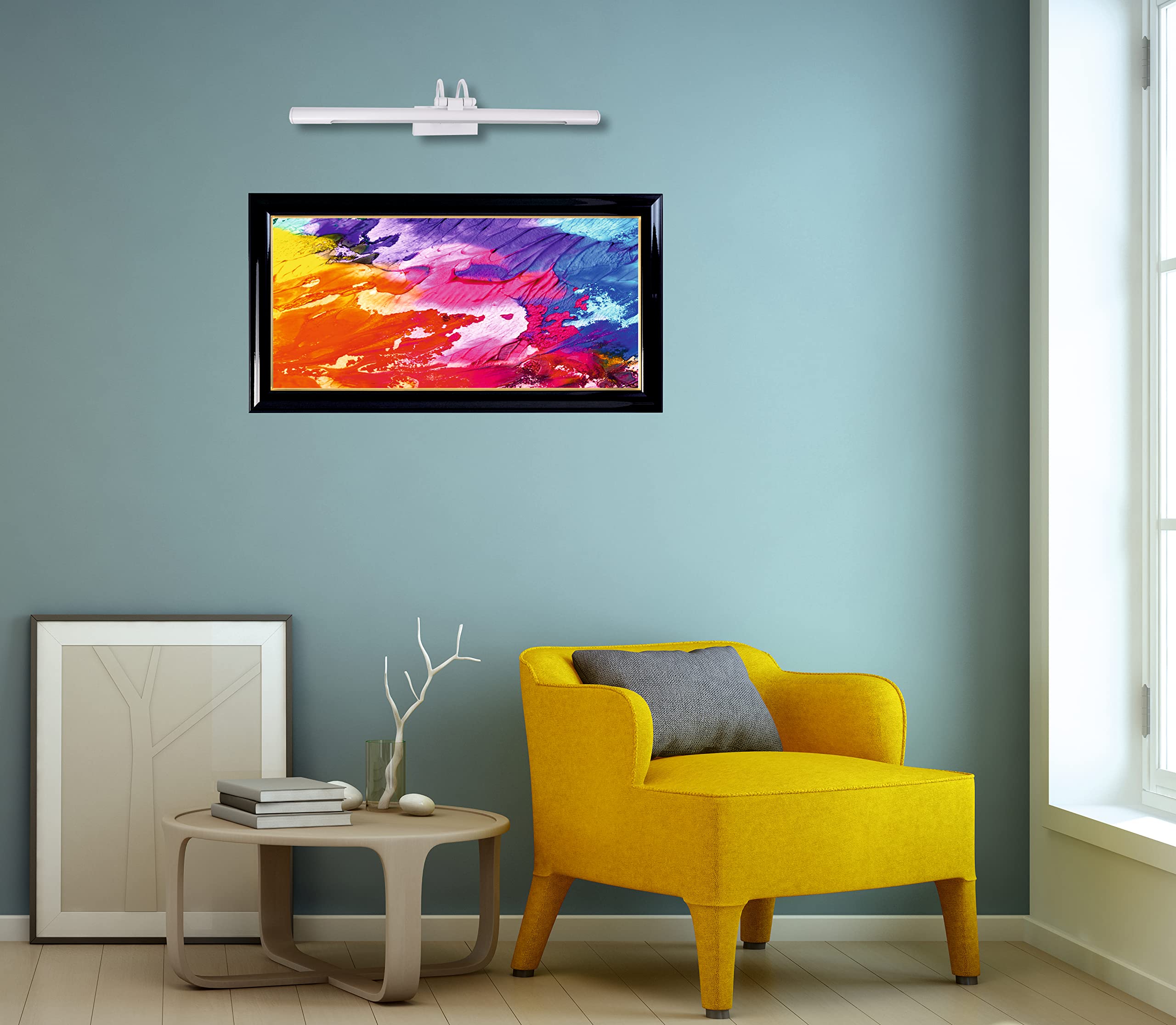 Applique murale à LED pour éclairage de tableaux, miroirs, peintures murales, 8 W, traditionnel et élégant, teinte de lumière chaude 3000 K, couleur blanche, articulée et rotative. 50 cm