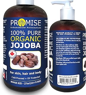 270ml (9oz) ORGANIC JOJOBA Oil 100% Pure Moisturizing Oil, skin, hair and body, Unrefined Hexane Free, Natural Cold Pressed + UV Protected, Carrier Oil Certified Organic, Made in Canada (270ml)