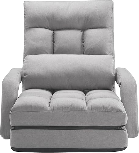 Miniatura 9 de VEVOR Silla de suelo, silla de juegos de suelo con 5 posiciones ajustables y soporte de respaldo, sofá plegable con reposabrazos para adultos, sofá