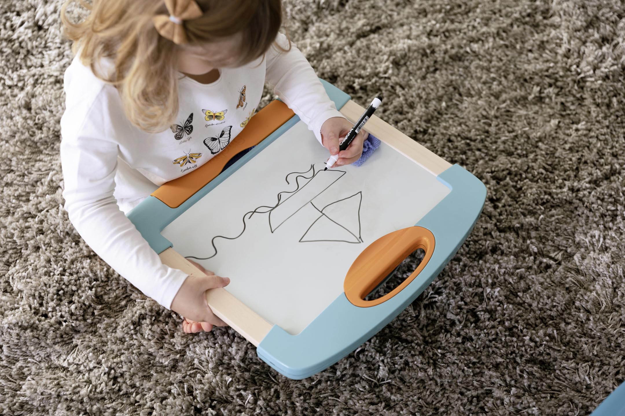 Smoby - Pizarra de viaje de madera - Pizarra borrable e imantada para niños - Juego educativo - Modular y transportable - Rotulador y tela - (7600410712)