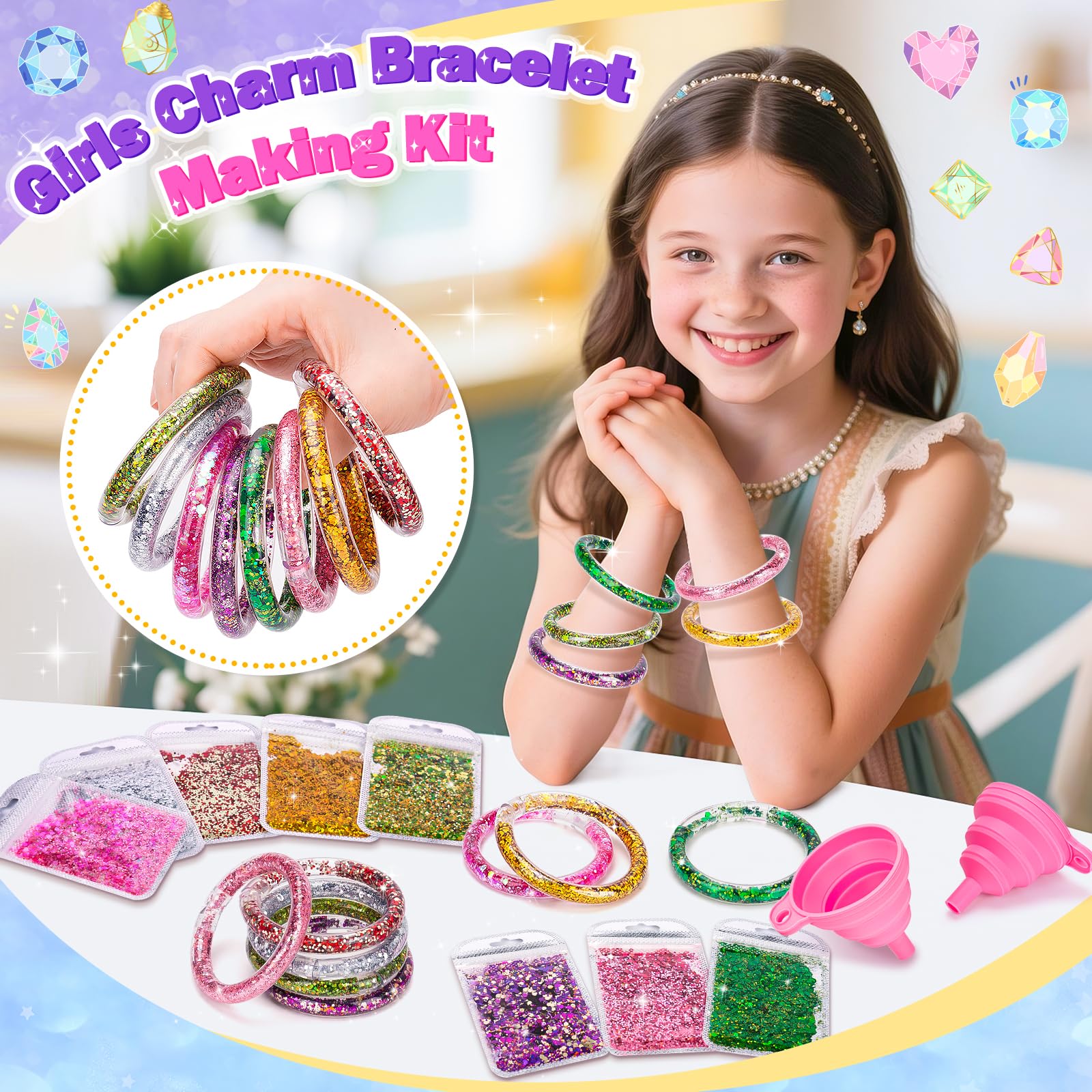 lelechong Cadeau Fille 5 6 7 8 9 ans, Activité Manuelle Kit Bracelet Enfant Jouet Fille 5 6 7 8 ans Cadeaux Anniversaire, Activité Manuelle Bricolage pour 6 7 8 idée Cadeau Loisir Creatif Enfant 6-9