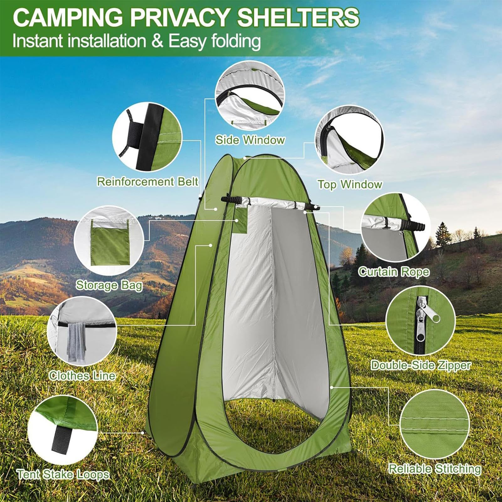 Tienda De Ducha Privada Plegable - Ropa Interior Para Camping | Cabina De Salud Portátil Para Viajes Largos Con Refugio Para Adultos Y Niños | Protección De Ducha Larga Urinant