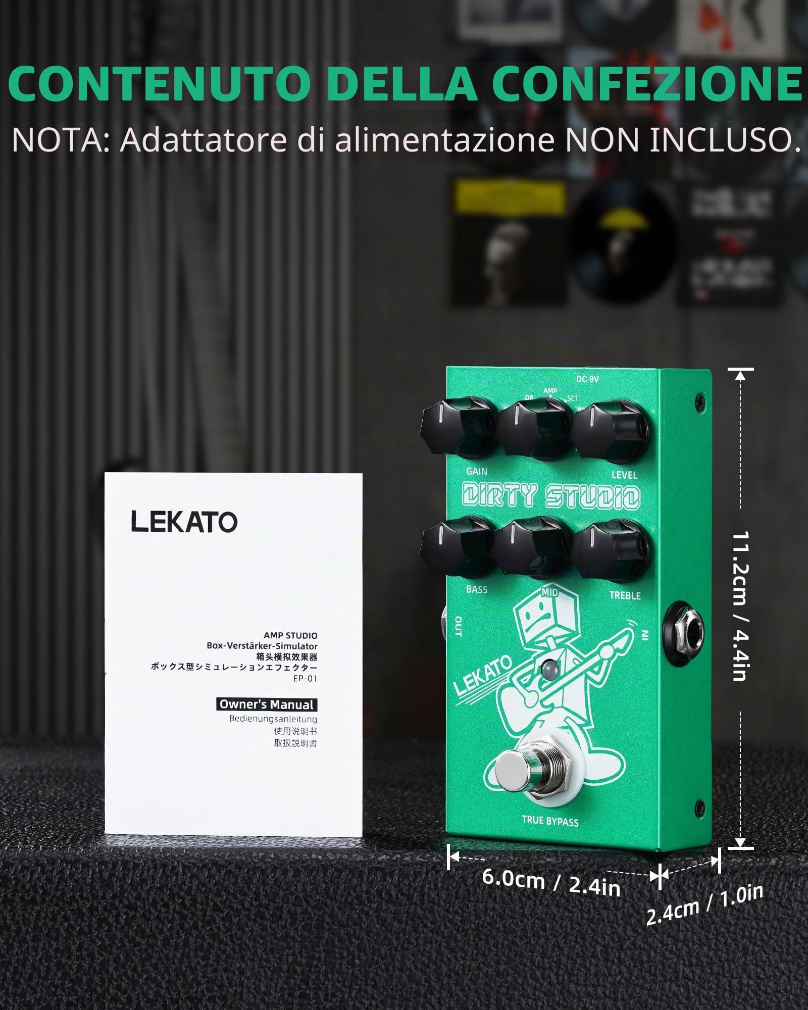 Pedale Distorsione Overdrive LEKATO Da Boost a Dist, Pedale effetto overdrive per chitarra con equalizzatore a 3 bande per chitarra elettrica