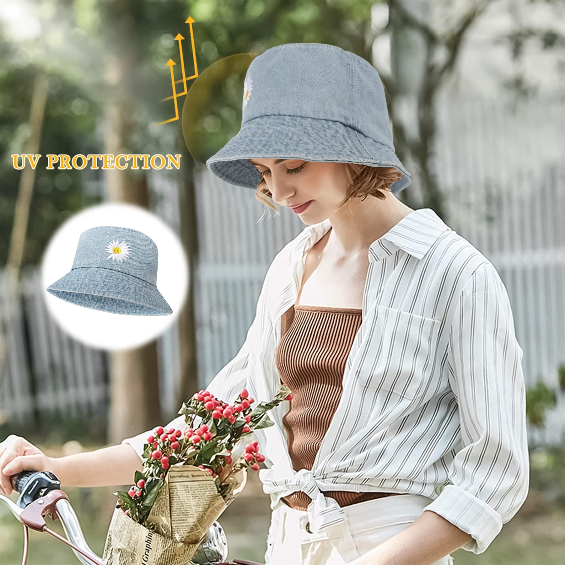 Feng Shui， Sombreros de Pescador para Mujer - Sombreros de Sol de Playa de Verano de algodón Reversible Sombrero de Pescador Plegable para Viajes Playa Senderismo Reino Unido