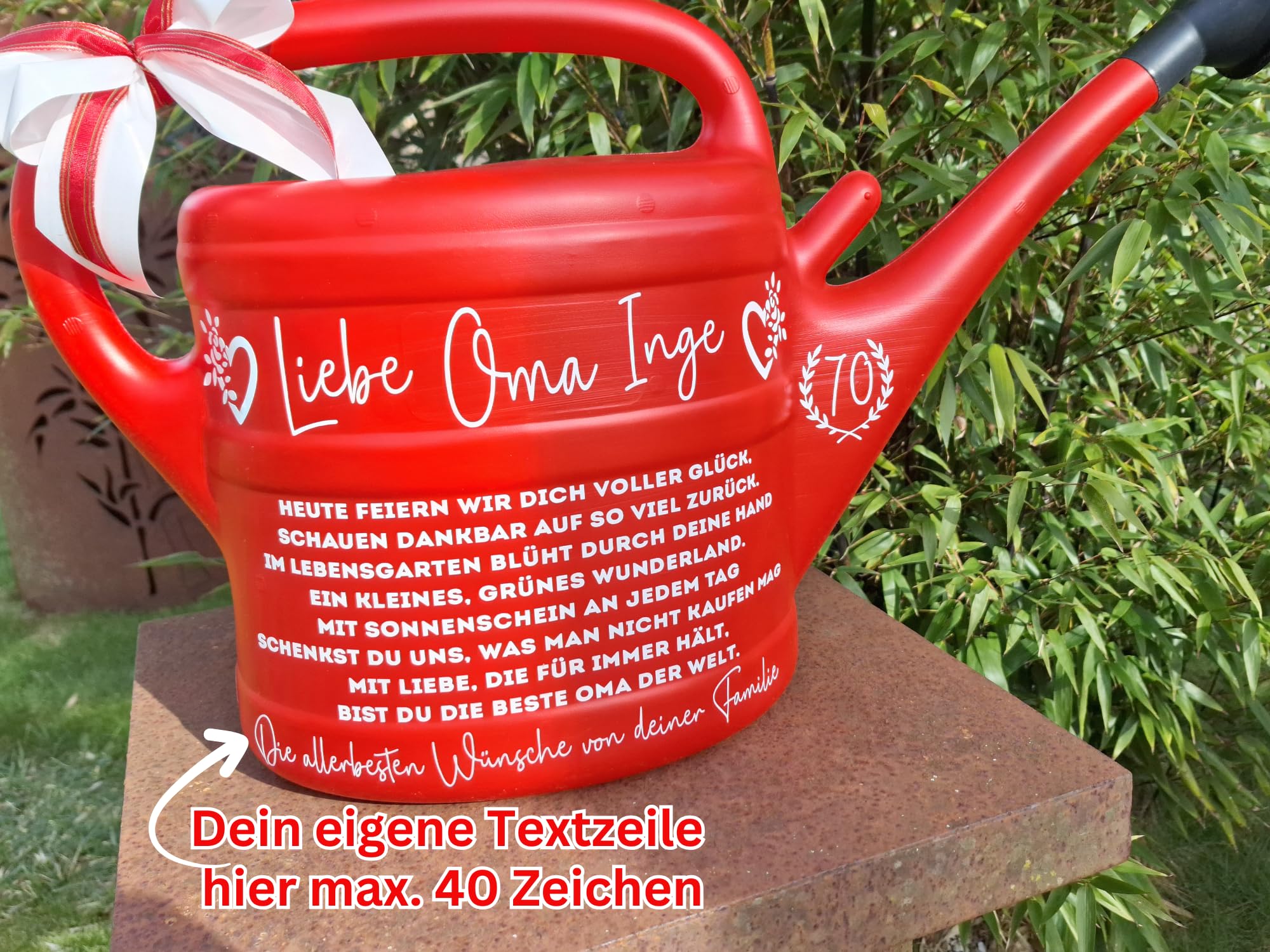 Beste Oma Großmutter Geschenk, personalisiertes Geburtstagsgeschenk mit Spruch zum 60./70./75./80./85. Geburtstag Garten Gießkanne 10 L Großeltern tolles Enkelgeschenk