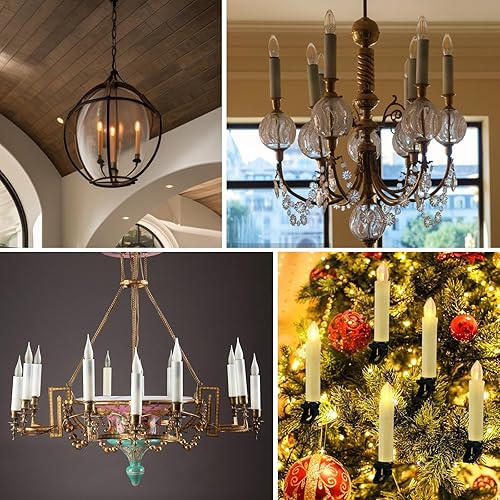 Miniatura 7 de Fundas de plástico blancas de 4 pulgadas de alto, fundas para candelabros, base de candelabro E12, juego de 6